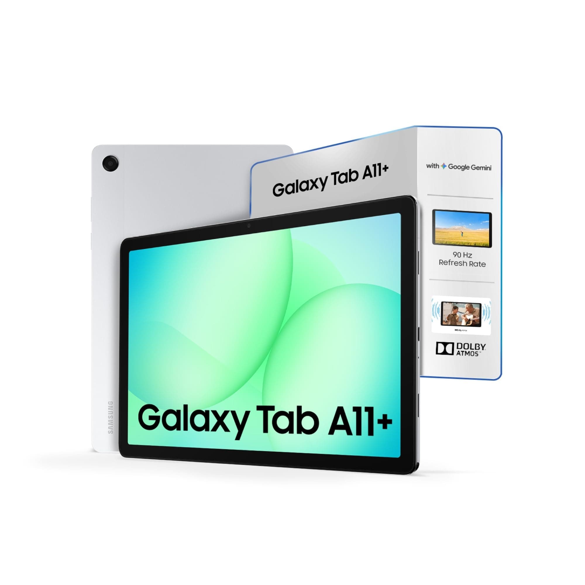 Samsung Galaxy Tab A11+, 27.82 cm (11 inch) Display, 6 GB RAM, 128 GB Storage, 90Hz Refresh Rate, AI with Google Gemini, Dolby Atmos, Quad Speakers, Wi-Fi + 5G Tablet, Silver