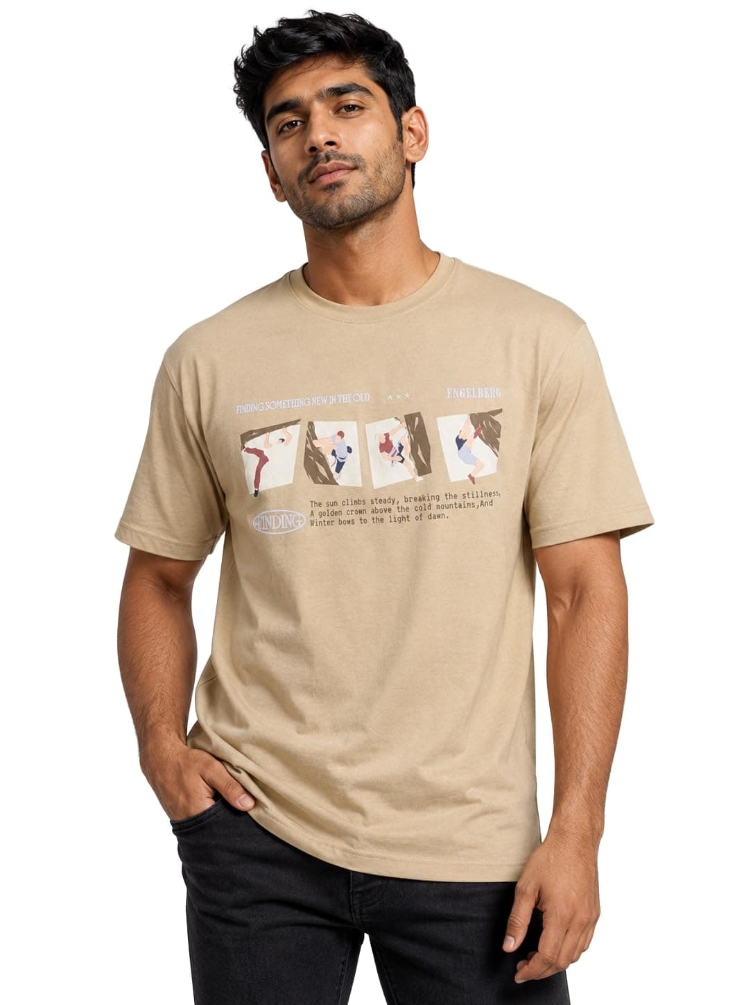 RINO7 Men's Cotton Blend T-Shirt | Casual Wear | Round Neck | soft breathable fabric, regular wash durable, solid colour tee