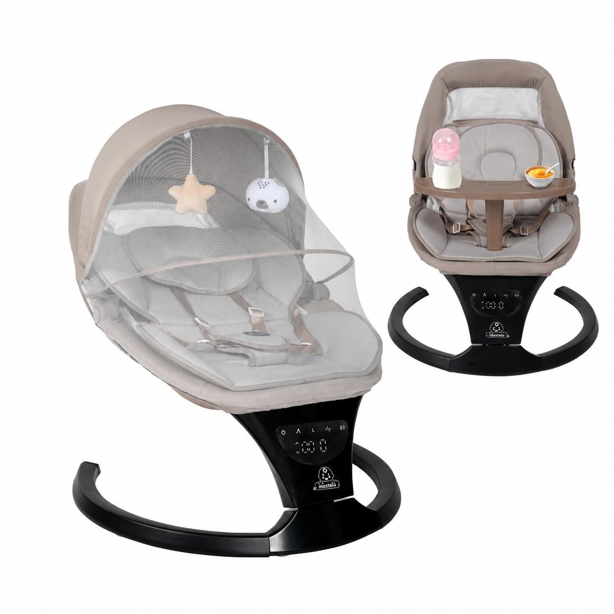 Infantso SLEEP EASE (2-in-1) Baby Swing Cradle / Rocker & Bouncer | Automatic Cradle, Electric Swing & Rocker, Cradle for New born, Automatic Swing / Rocker with Bluetooth Music, Remote, Safety Harness, Mosquito Net, Feeding Tray & Soft Cushion, Kids Rocking Chair with Hanging Toys- Cradle & Swing for 0-12 Months Weight upto 9 Kg