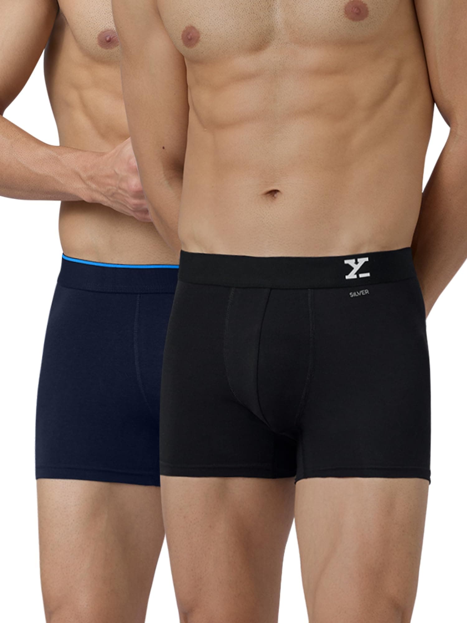XYXX Men's Aero/Traq Super Combed Cotton Regular Fit Solid Antibacterial Trunks with No Marks Waistband (Pack of 2)