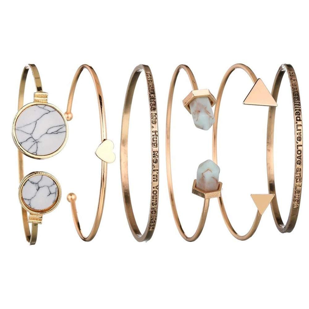 Shining Diva Fashion Set of 6 Multilayer Cuff Bangle Bracelet for Women and Girls (rrr10705b)