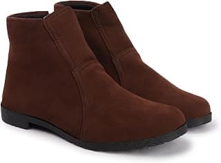 Blinder Women's Suede Ankle Boots, Brown, Flat Heel, Casual Style