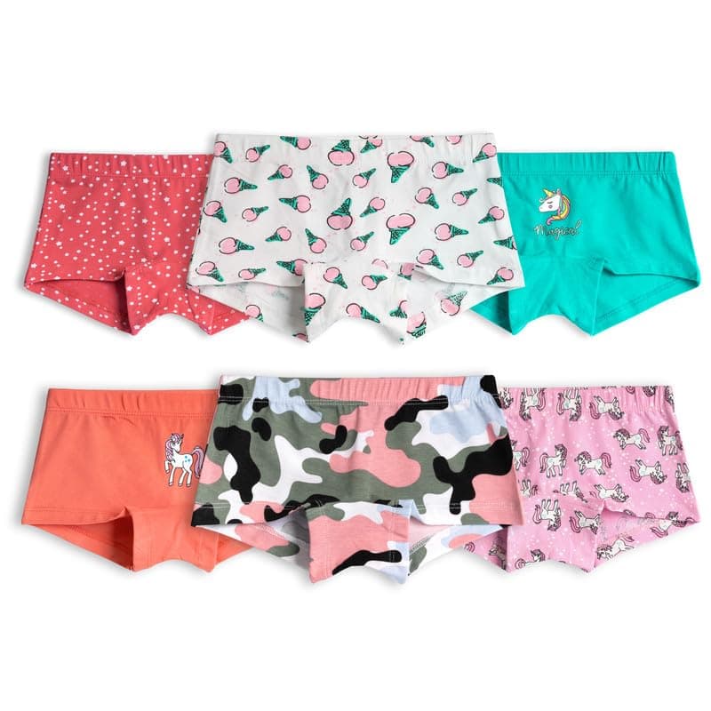 Real Basics Girl's Cotton Multicoluor Boyshorts (Pack of 6)
