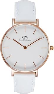 Daniel Wellington Leather Womens Analog White Dial Women's Watch-Dw00100189K, Band Color Rose Gold