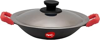 Pigeon by Stovekraft Cast Iron Appachetty with Stainless Steel Lid, 22 cm | Naturally Nonstick | Pre-Seasoned with 100% Vegetable Oil | Toxin-Free | Tasty Appams | Bring Back Nostalgic Taste|Induction and Gas Stove Compatible
