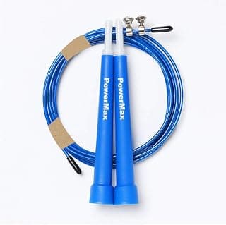 PowerMax Fitness JP-2 Skipping Rope for Unisex Adults, Tangle free Jumping Rope with Adjustable Rope length for Training, Exercise, Weight Loss, Crossfit, Boxing and HIIT Workouts (Colour - Blue)