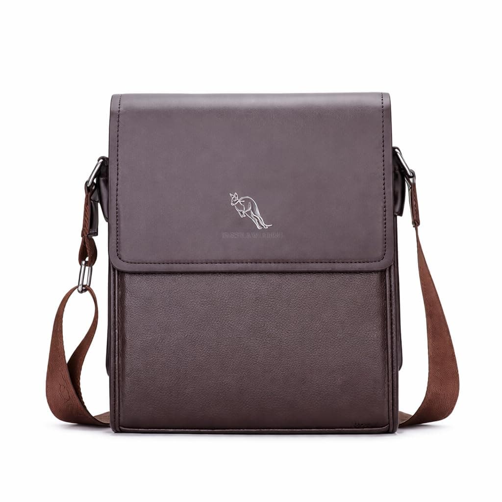 LACOPINE Leather Retro Men's Shoulder Messenger Sling Bag,Brown