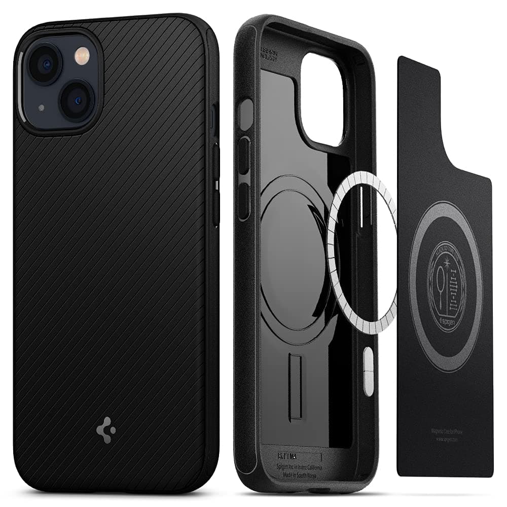 Spigen Mag Armor Back Cover Case for iPhone 13, Slim Protection, Air Cushion Technology - Polycarbonate + TPU | Matte Black | Back Cover