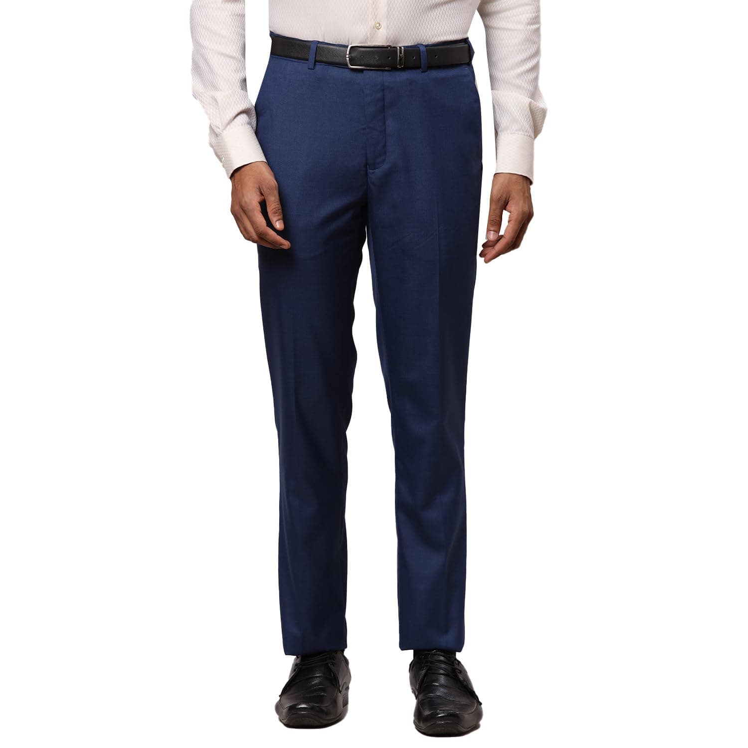 Raymond Men's Solid Pattern Contemporary Fit Polyester Blend Flat Front Formal Trouser