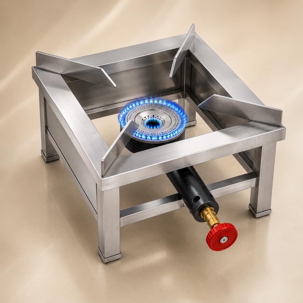 Gurubhai Equipments Square Catering Burner 15x15 Inch Heavy Duty LPG Gas Stove Stainless Steel Commercial Cooking Burner for Hotel Restaurant Catering Kitchen