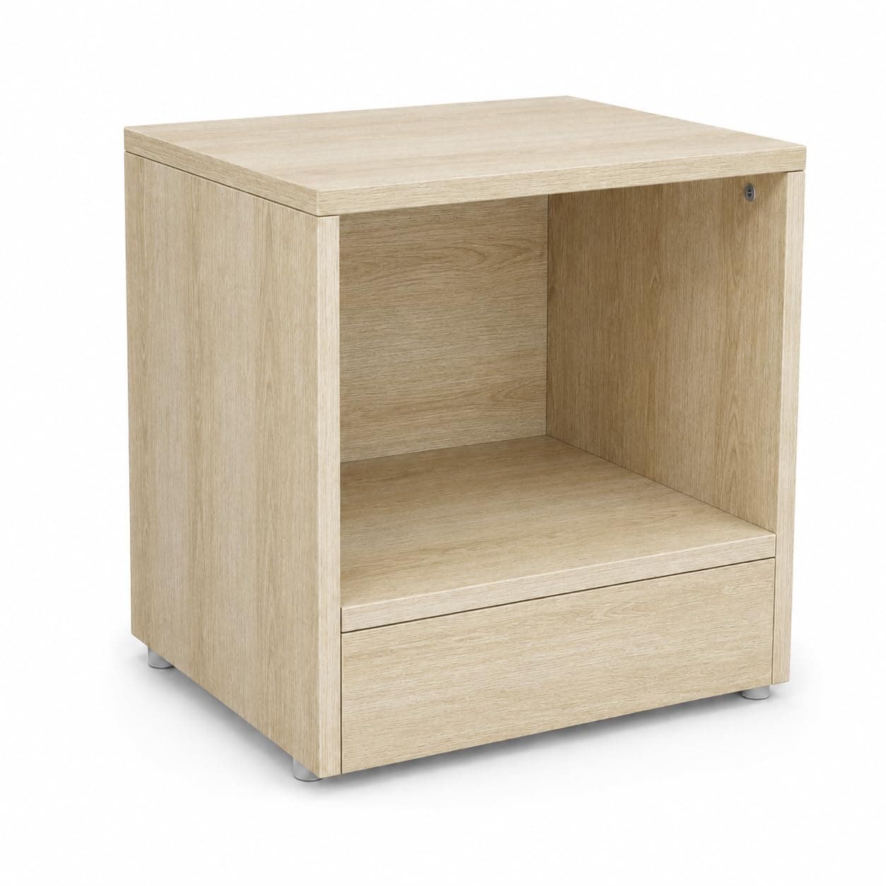 FURLAY CozyBox Bedside Table, Engineered Wood Nightstand with Open Shelf Storage, Modern Side Table for Bedroom, Living Room & Office (FWBST-Classic Oak - 46 x 38 x 46cm)