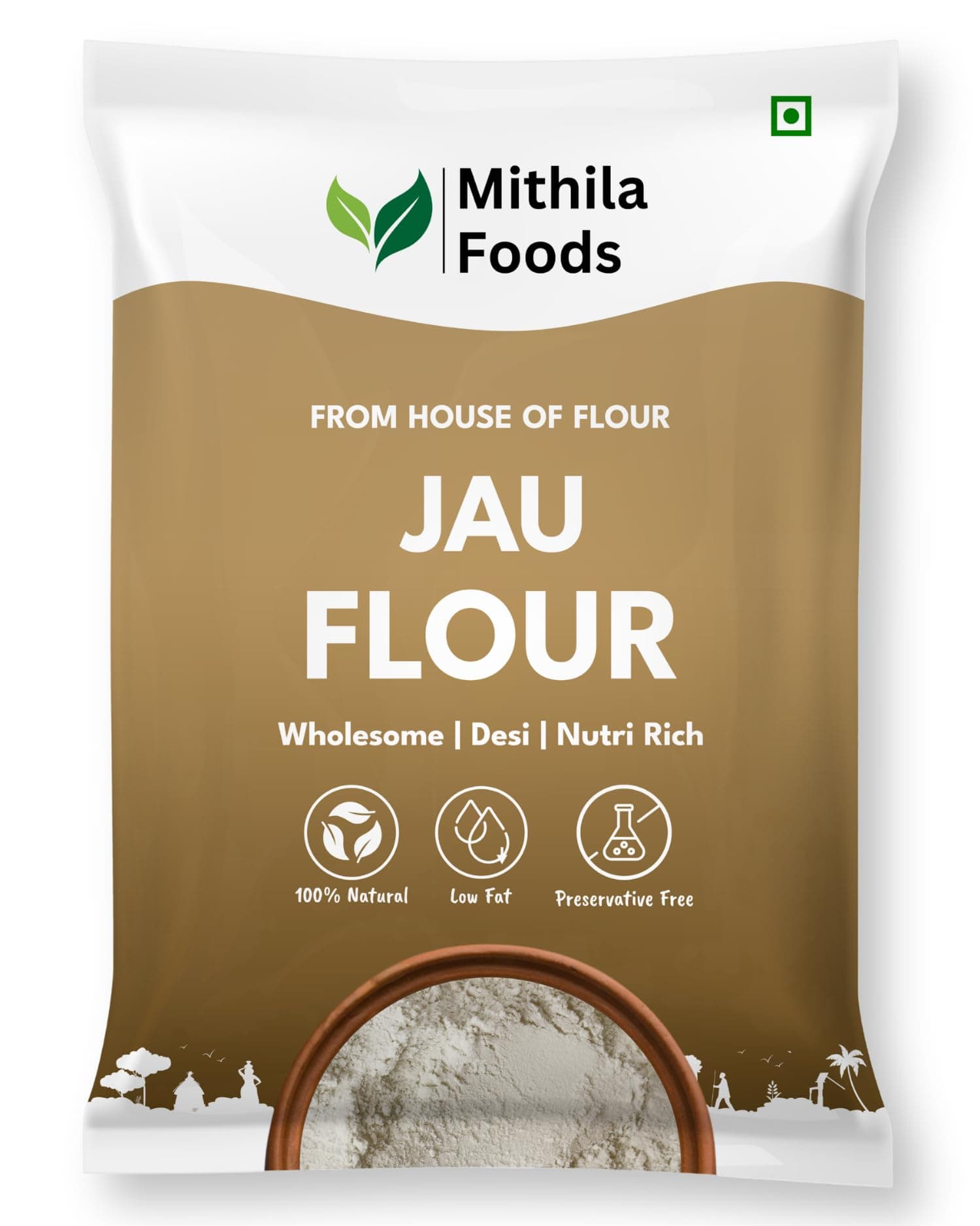 MITHILA FOODS 2 Kg Jau Atta | Gluten-Free Barley Flour | High Fibre & Protein, 100% Natural Desi Superfood | Stone-Ground for Soft Rotis | No Preservatives | Authentic Flavor from Bihar