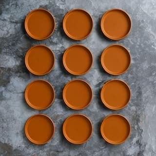 THE HANDICRAFTIAN Terracotta Wall Plate Set, 8-Inch Diameter Artistic Handcrafted Décor Plate – Rustic & Bohemian Style – Aesthetic & Cultural Wall Art - Set of 12