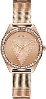 GUESS Womens 36 mm Tri Glitz Rose Gold Dial Stainless Steel Analog Watch - W1142L4