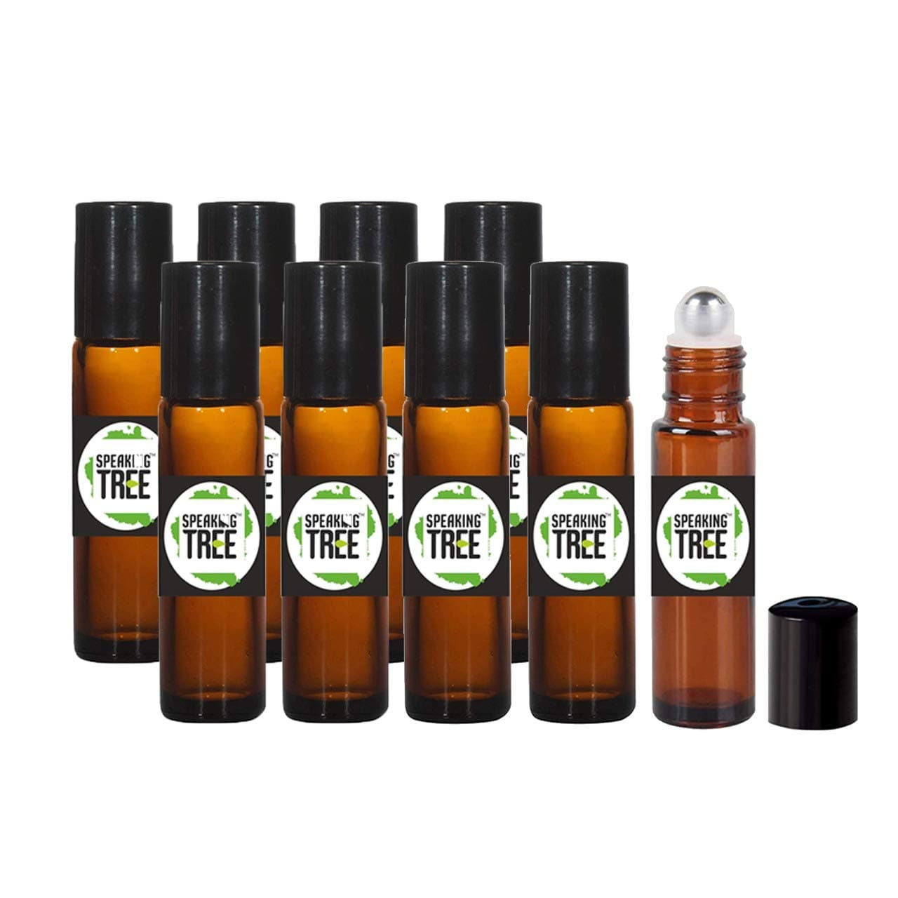 Speaking Tree - 10ml Premium Empty Refillable Reusable Roll on Glass Bottles for Essential oils, DIY Perfumes, Cosmetics, Blends (Pack of 9)