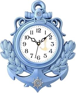 Large Wall Clock – Silent Non-Ticking Analog Clock for Living Room, Bedroom, or Hall Decorative Round Home Decor Clock (Blue-24x31)_G