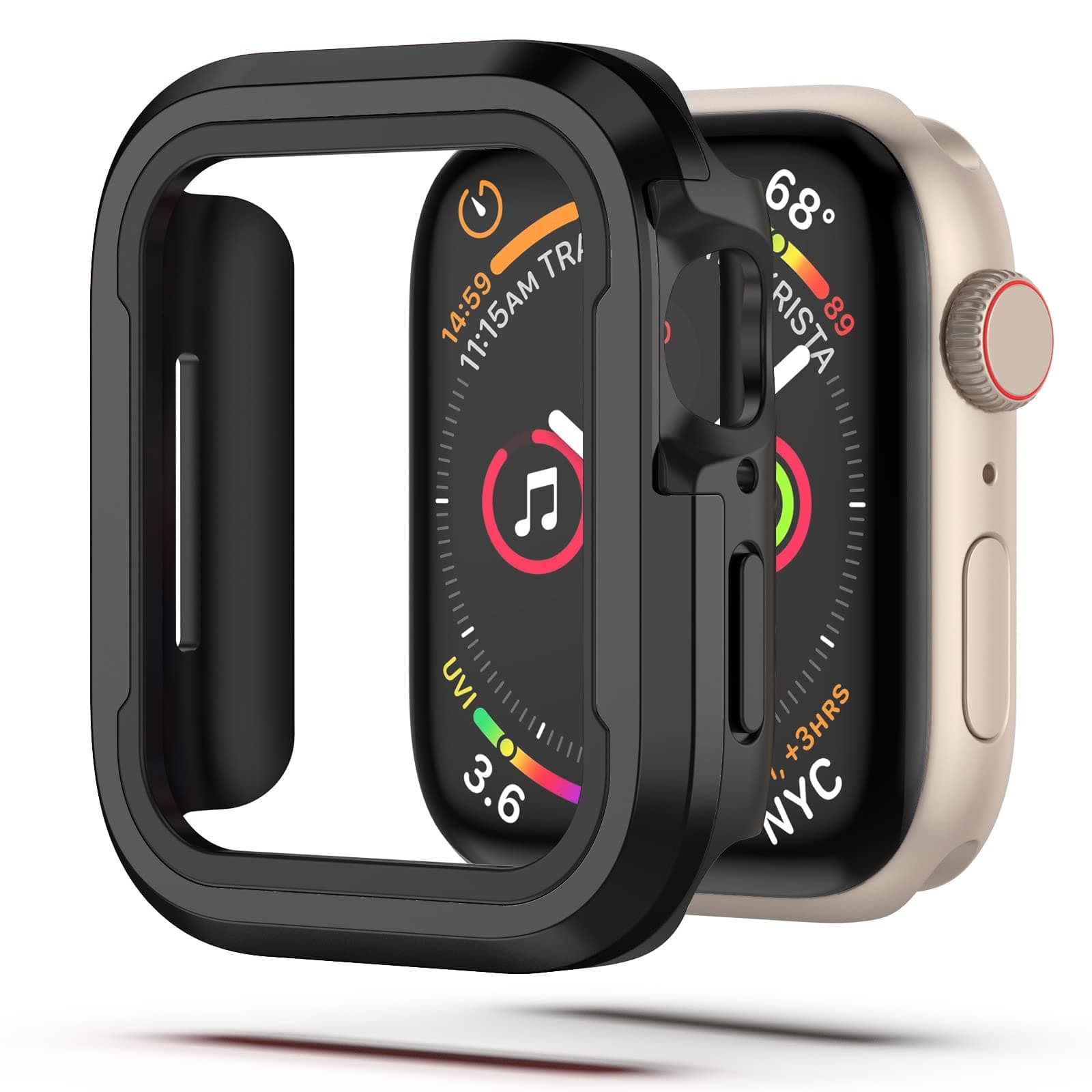 OBOE Aluminum Rugged Armour Bumper Case Compatible with Apple Watch iWatch Ultra 49mm Shockproof Thin Bumper Cover (Black)