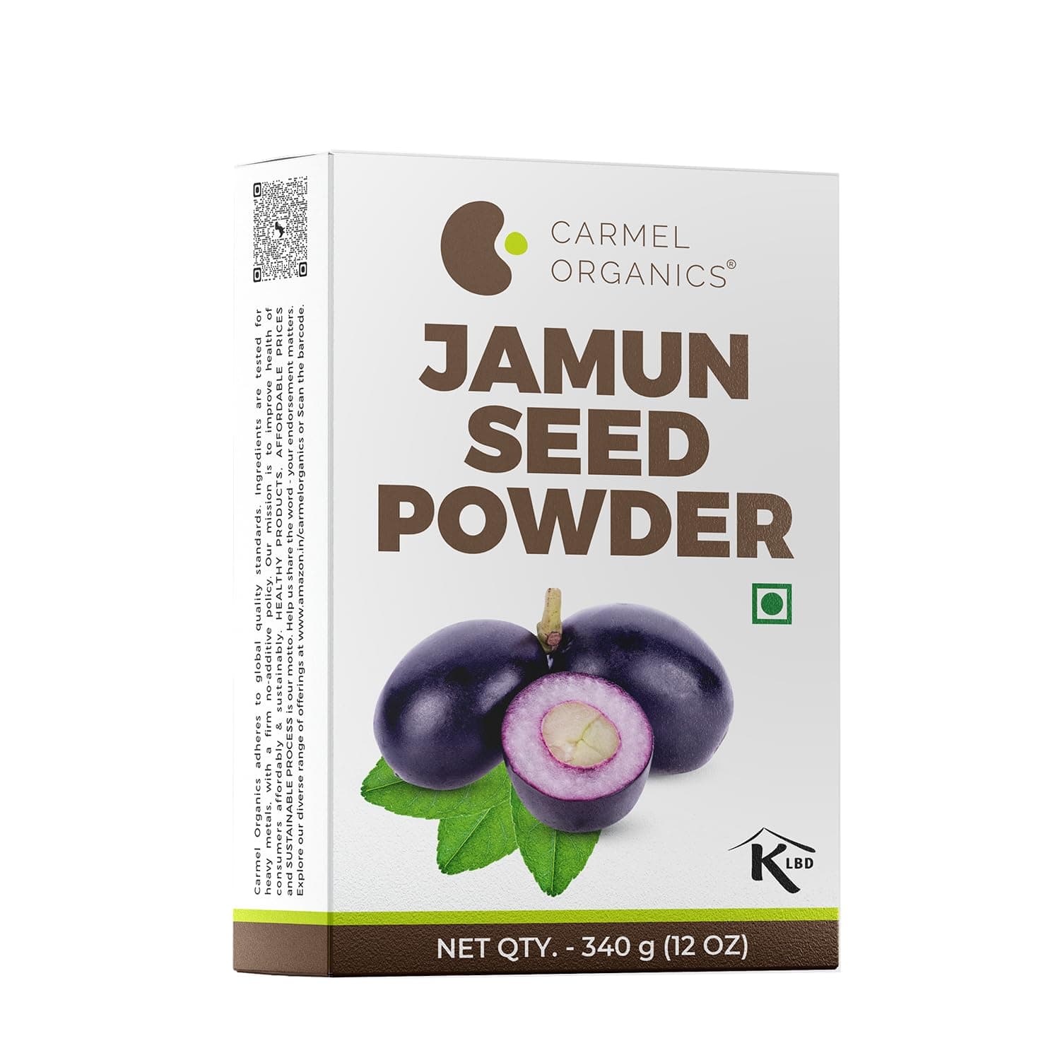 CARMEL ORGANICS Jamun Seed Powder 340 Grams | Natural, No Added Preservatives, Naaval Pazham Vitaippu Maavu, Syzygium Cumini, Help to Regulate Blood Sugar Levels