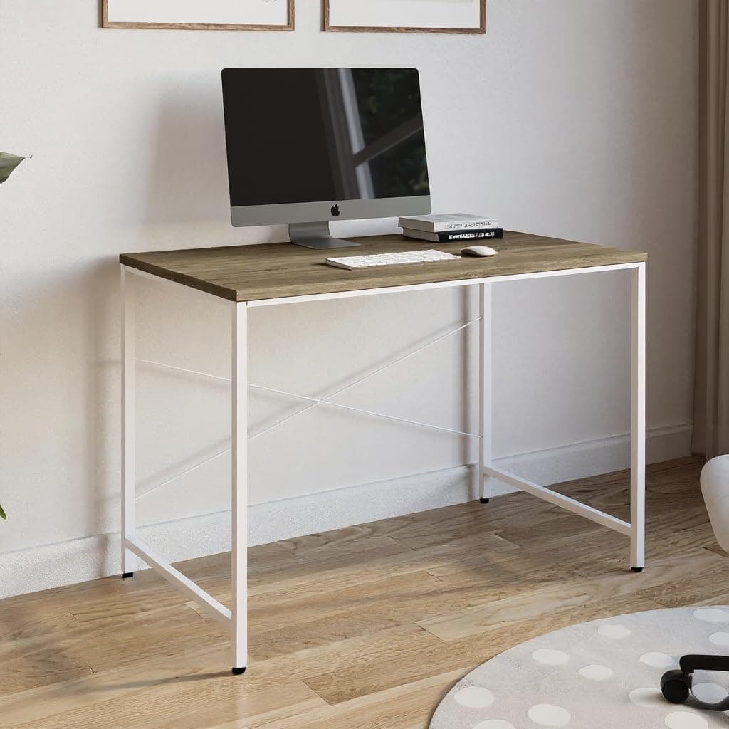 The Wall Home or Office Desk (White Frame & Classic Oak)