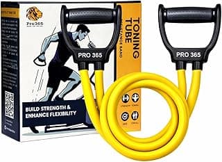 PRO365 30KG Resistance Band with Double Toning Tube | Heavy Duty Exercise Band with Solid Compound Handles | Home Gym Workout, Strength Training & Physiotherapy Equipment | 6 Months Warranty