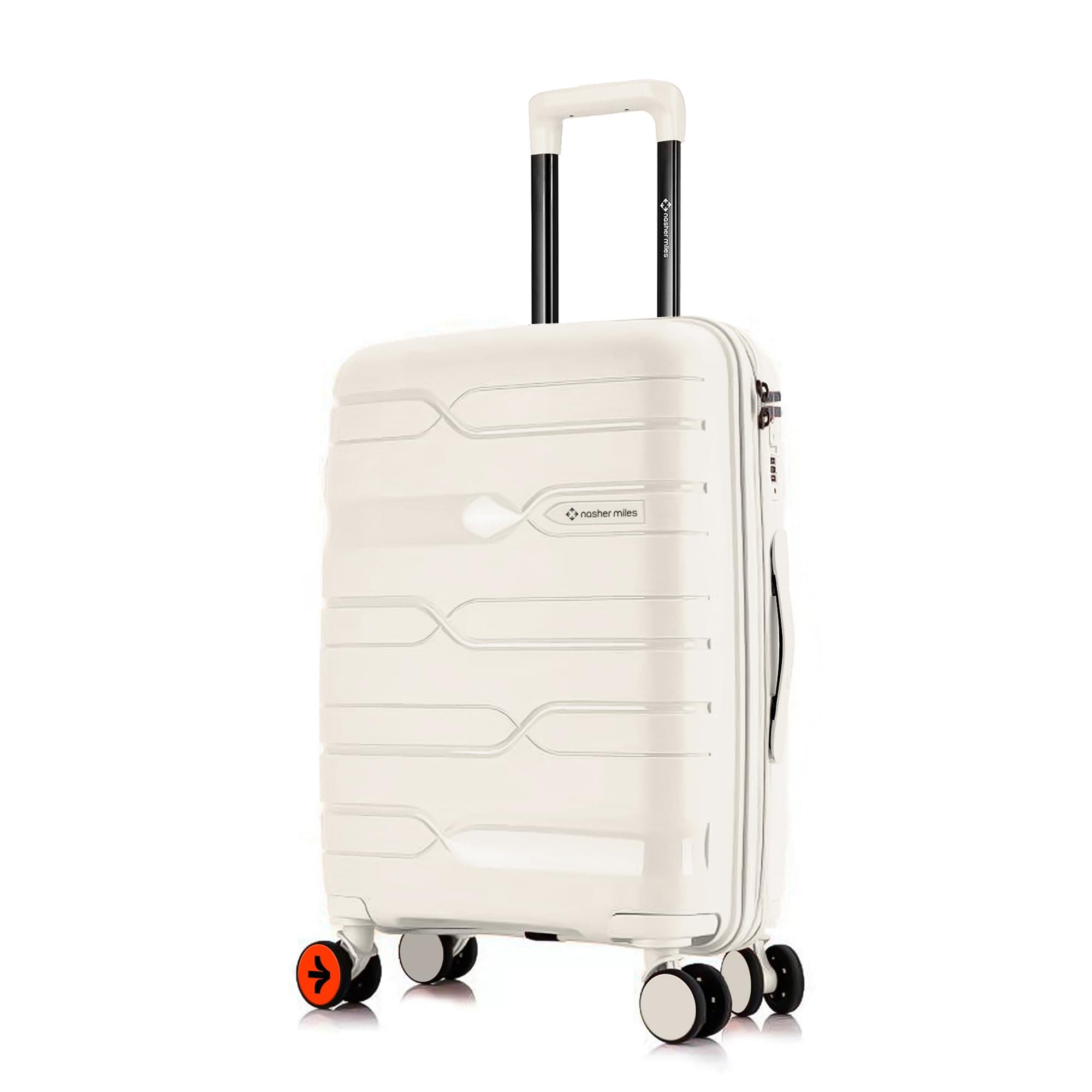 Nasher Miles Paris Hard-Sided Spinner Polypropylene Check-in Luggage White 24 inch |65cm Trolley Bag
