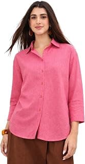 SASSAFRAS Women's Linen High-Low Oversize Shirt