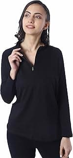 London Hills Women's Cotton Regular Fit Tshirt Full Sleeve Zipper Tshirt T-Shirt Full Sleeves