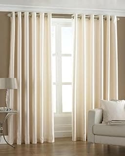 Exporthub 2 Piece Eyelet Polyester Door Curtain - 7 feet, Cream