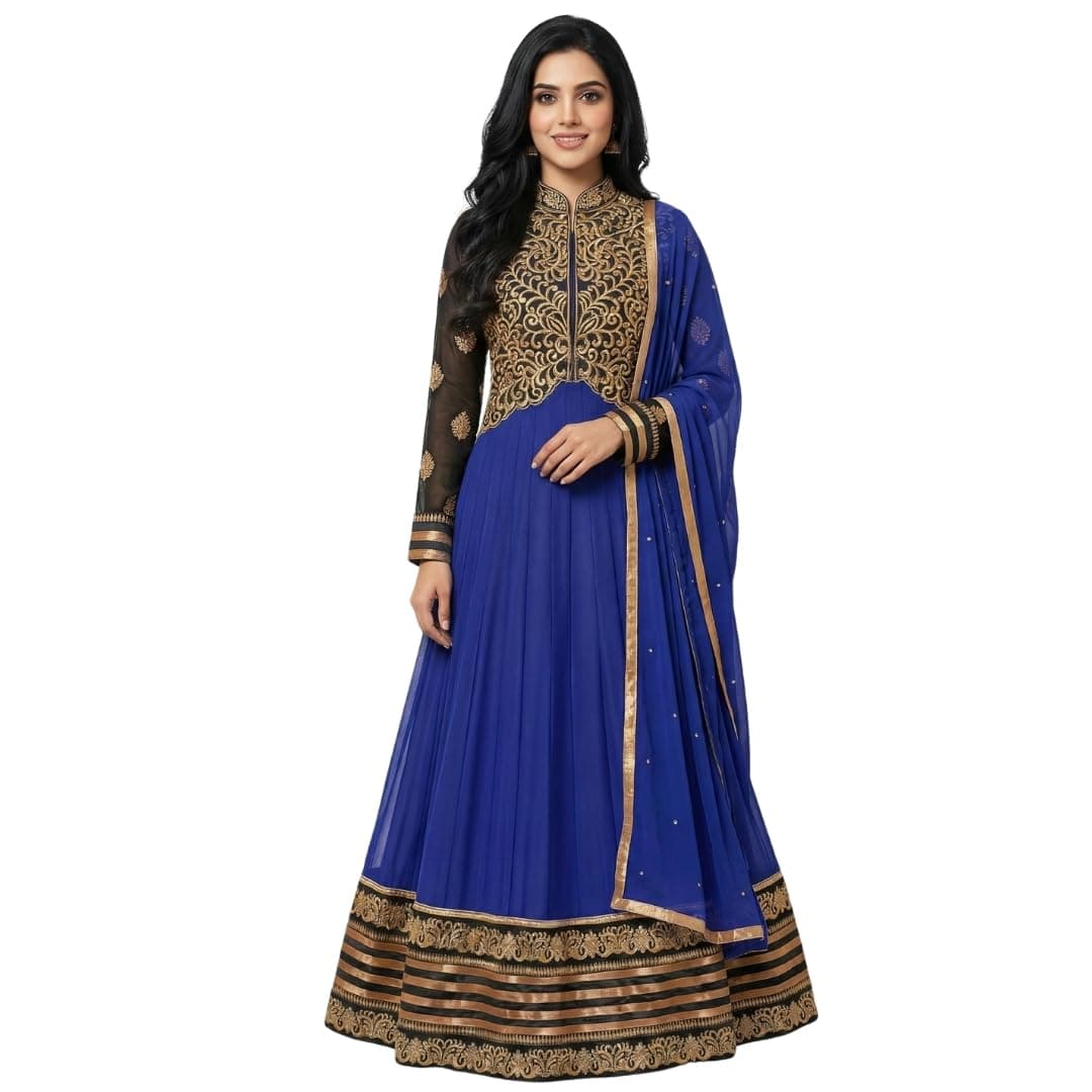 TYPIFY Women’s Semi-Stitched Georgette Anarkali Suit Set with Dupatta | Party, Wedding & Festive Dress for Women