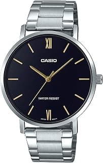 Casio Casio MTP-VT01D-1B Men's Stainless Steel Minimalistic Black Dial 3-Hand Analog Watch