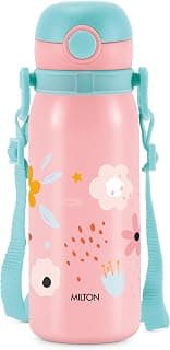 MILTON Torque 650 ISI Certified Stainless Steel Water Bottle, Leak Proof, Rust Proof, Single walled,1 Yr Warranty, Ideal Sipper Water Bottle for School Kids Bottle, 625 ml, Pink (Flowers)