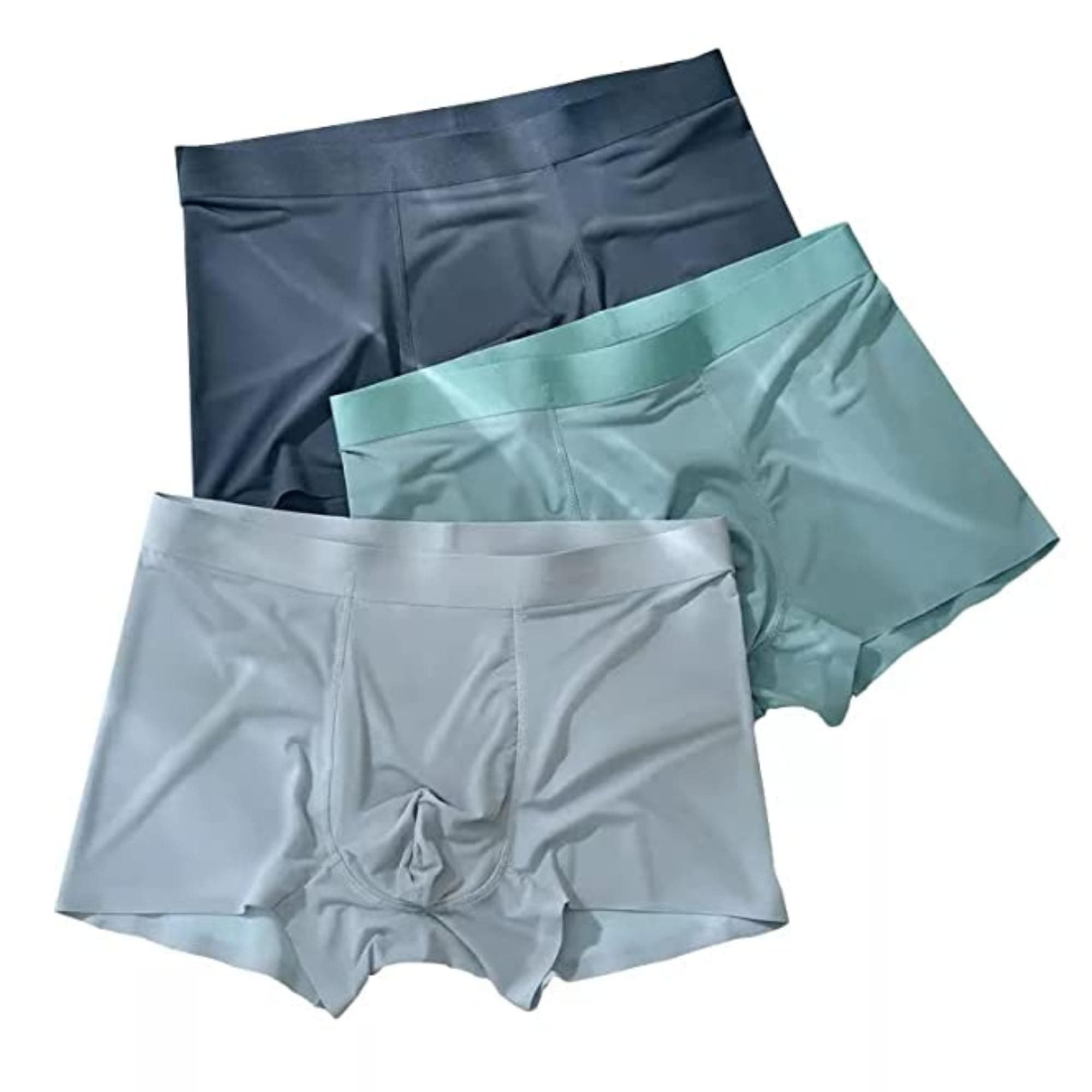 HK47 Men's Ultra-Comfort Ice Silk Lycra Underwear | Moisture-Wicking, Breathable Boxers for Men | Seamless Design | (Any 3 Multicolor) Pack of 3