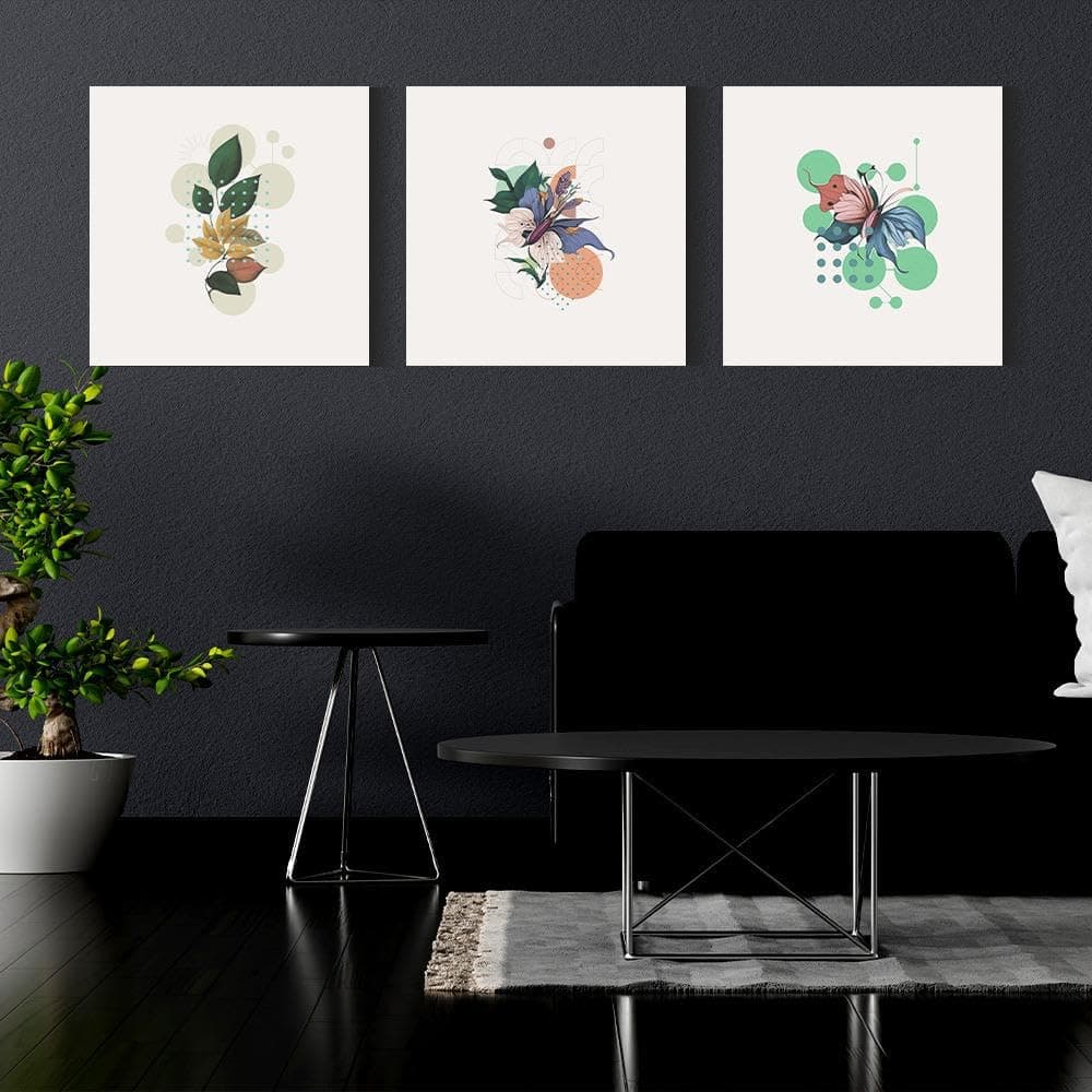 Wakefit Wall Painting, Butterfly Ballet Canvas Wall Art, Wooden Framed Butterfly Ballet,Painting for Wall decoration, Wall Painting for Living Room, Modern Home Decor, Set of 3, (Size of one: 24 x 24 Inch)