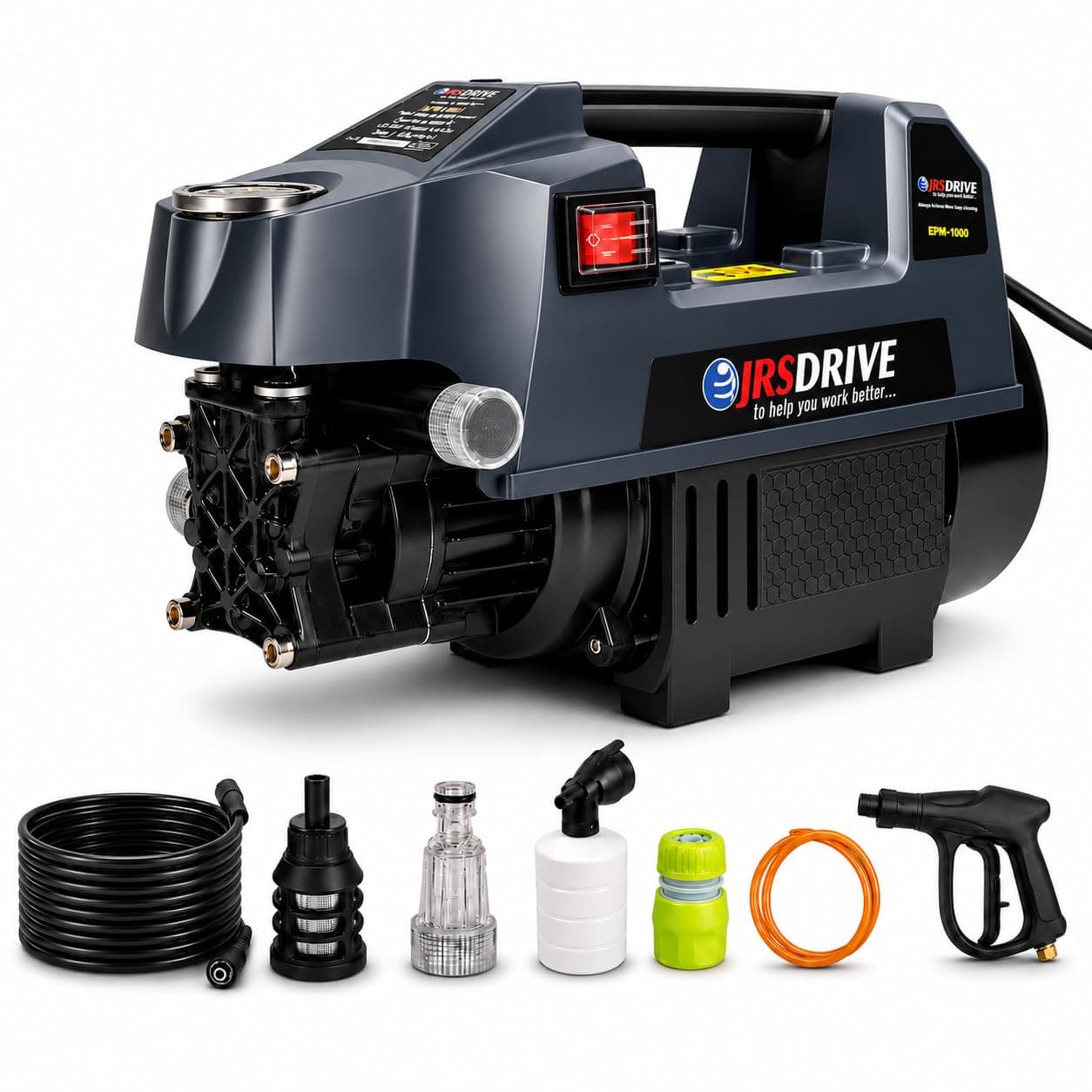 Eastman 1600W 130 Bar Induction High-Pressure Car Washer Water Pump with 6.5 L/Min Flow Portable for Car Washing Pump, Bike and Home Cleaning Purpose (EPW-1690)