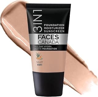 FACES CANADA All Day Hydra Matte Foundation - Mini | 3in1 Foundation + Moisturizer + SPF 30 | 24 HR Aloe Hydration & Vitamin C | 10HR Wear | Medium to High Buildable Coverage | Warm Natural (18 ml)
