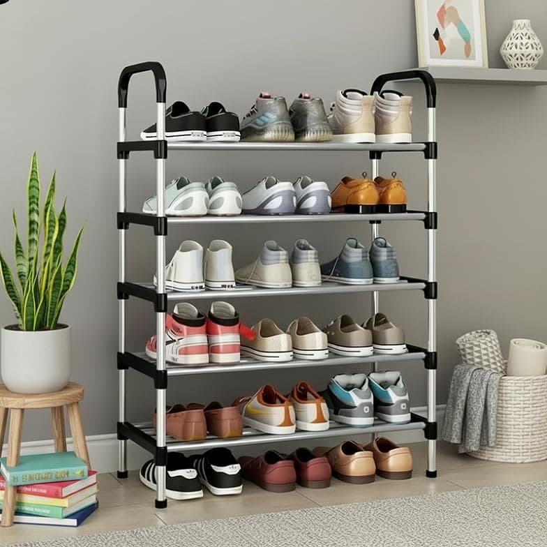 AcornFort 5-Tier Shoe Storage Rack | Space-Saving Free-Standing Shoe Organizer | Durable Metal Frame with Open Shelves | Ideal for Entryway, Closet, Bedroom