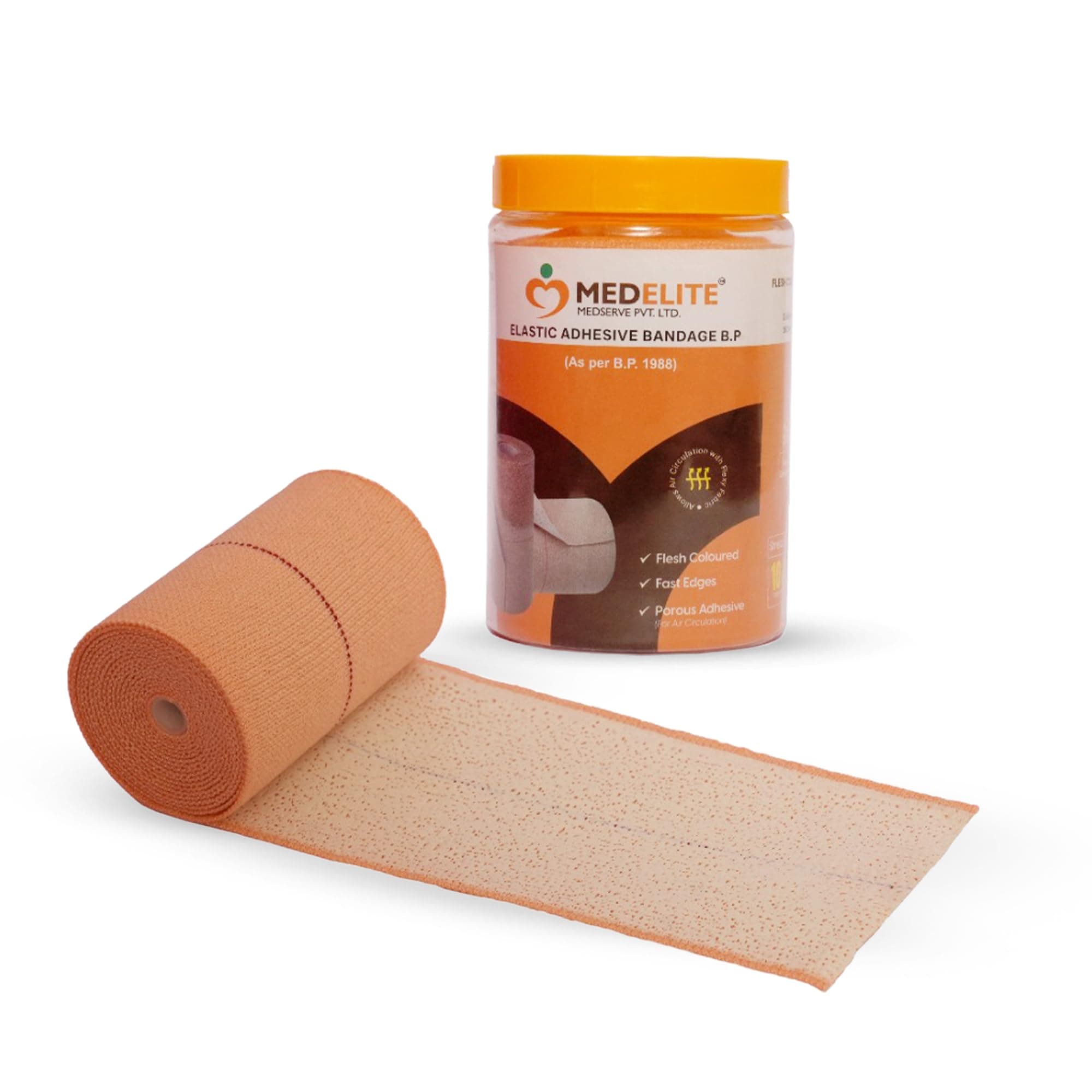 Adhesive Crepe Bandage 10cm x 4m/6m | Elastic Compression Crepe Bandage Roll | Orthopedic Support Bandage for Sprain, Knee & Ankle Support | Medical Stretch Bandage for First Aid & Sports Injury Pack of 1