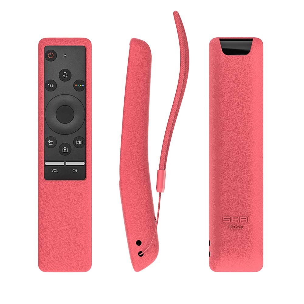 SIKAI CASE Silicone Remote Case for Samsung 59-01241A 59-01242A 59-01266A Remote Cover Shockproof Washable Remote Protector for Samsung UHD Remote Texture Design with Lanyard (Red)