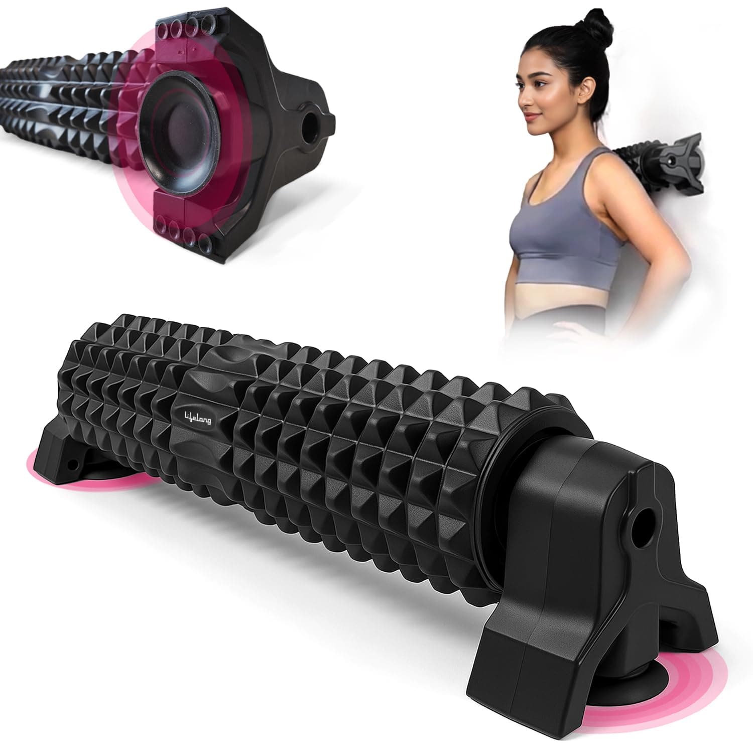 Lifelong Foam Roller for Exercise Gym | Deep Tissue Massage Roller for Back Pain, Neck & Knee Pain Relief | Yoga Roller for Muscle Recovery, Stretching & Workout | EVA Foam Muscle Massager Equipment – 45 cm