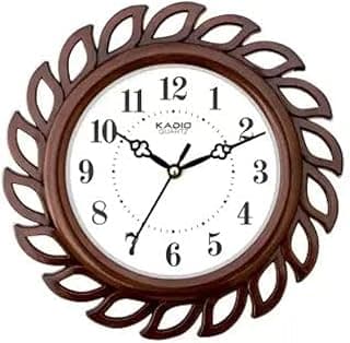 Kadio Analog 24.5 cm X 24.5 cm Wall Clock (Brown, with Glass, Standard)