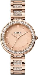 Fossil Stainless Steel Women Karli Rose Gold Dial Analog Watch Bq3181, Rose Gold Band