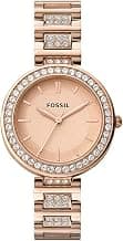 Fossil Stainless Steel Women Karli Rose Gold Dial Analog Watch Bq3181, Rose Gold Band