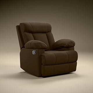 Green Soul Cloud | Single Seater Manual Recliner Sofa | Ultra Soft Suede Fabric | Recline & Relax (R1) | Oversized Leg Rest & Cushioned Lumbar (Brown)