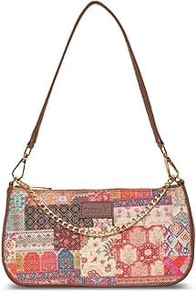 ZOUK Baguette Bag | Crossbody Bags for Women | Women's Handbags | Stylish Sling Bag for Woman | Vegan Leather Evening Bag | Travel & Office Use | Purse and Wallet | Kutch Gamthi Print