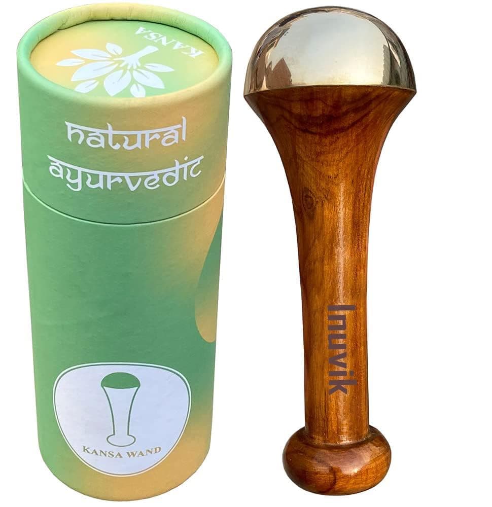 Inuvik Kansa Wand Face, Body & Foot Massager Foot Massager With Wooden Handle For Detoxification And Deep Relaxation (BRONZE SIZE: 5.5 CM)