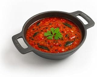SOLARA Pre Seasoned Cast Iron Kadhai 7 Inch(17 CM), Ready to Use Deep Frying Kadhai, Naturally Nonstick Cast Iron Kadai with Flat Handles, 1 LTR, 100% Pure and Toxin-Free, No Chemical Coating