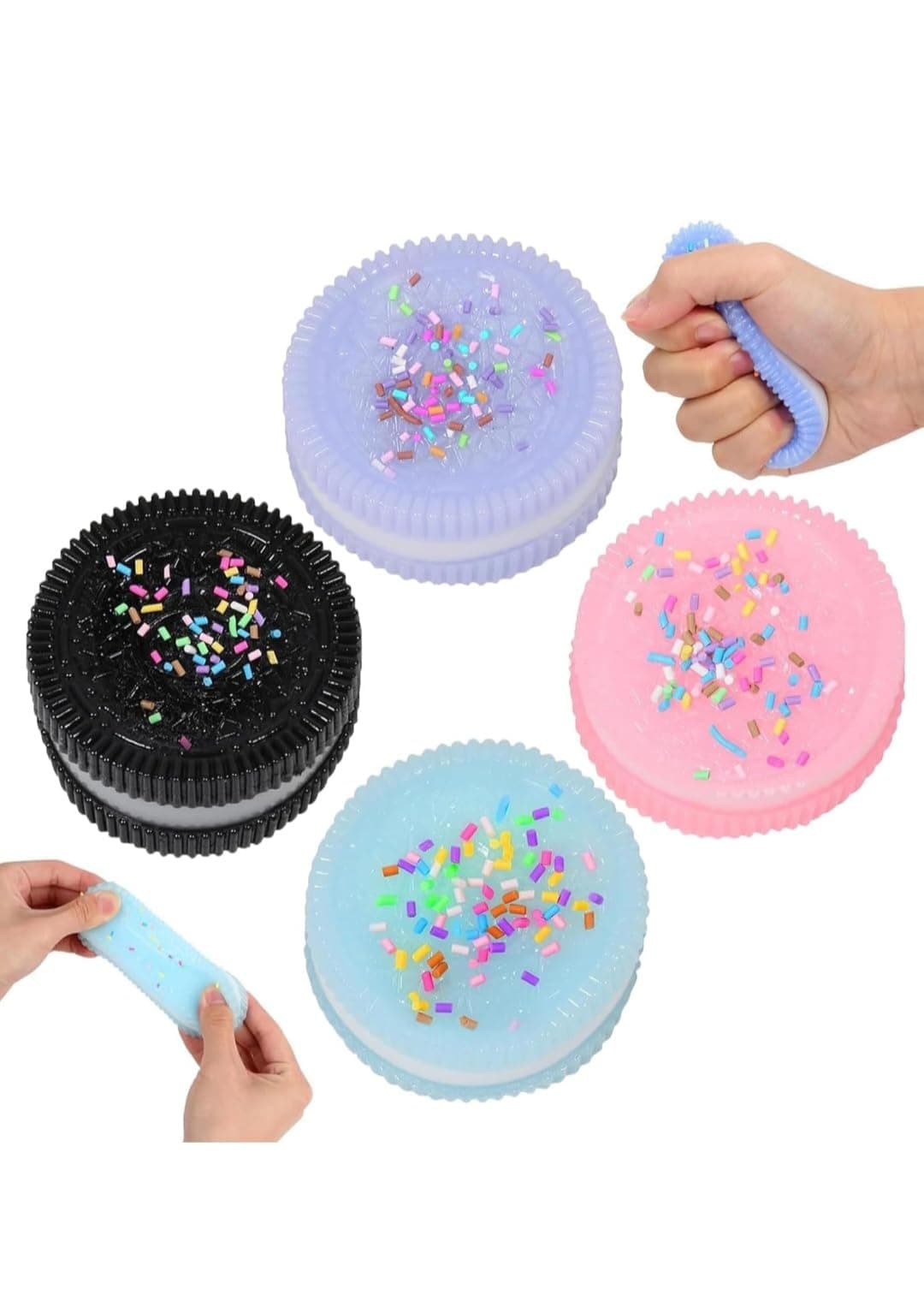 Sawkirp Darshraj 2 Pieces Cookie Shaped Stress Relief Fidget Toy, Sensory Squeeze Ball with Sprinkles Design, Random Color