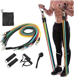 ALN® Resistance Bands Set (11pcs), Exercise Bands with Door Anchor, Handles, Waterproof Carry Bag, Legs Ankle Straps for Resistance Training, Physical Therapy, Home Workouts for Men and Women
