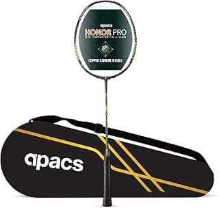 Apacs Honor Pro (4U) | 50T Carbon Fibre | 6.4mm Shaft | Copper Fuse Tech for Reduced Vibration | (38LBS) Made in Vietnam Badminton Racket with Cover (for Pros)