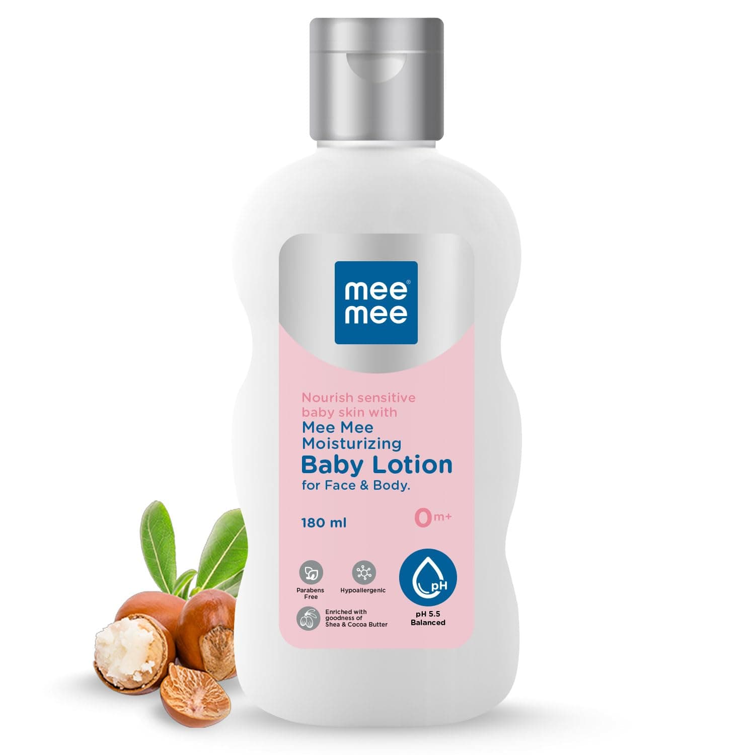 Mee Mee Moisturizing Baby Lotion for Face & Body, Shea, Cocoa Butter & Almond Oil, 24 Hrs Moisturization (180ML)